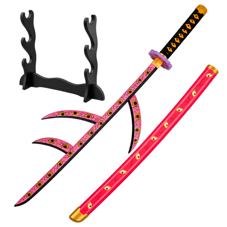 Demon Slayer: Kokushibo — Upper Moon One Katana · 104 cm · 3-Layer Stand