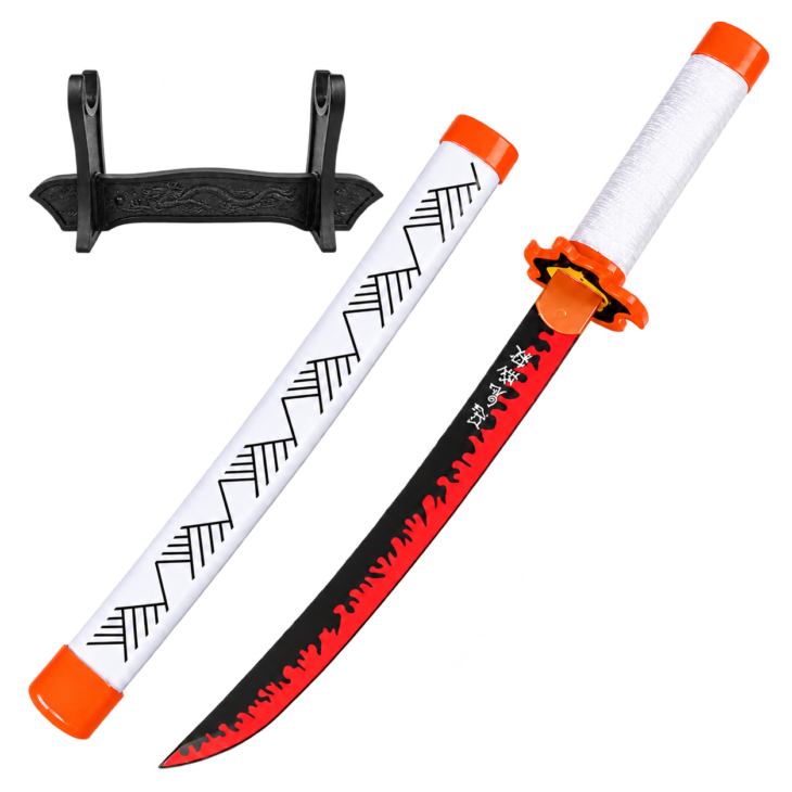 Demon Slayer: Kyojuro Rengoku — Flame Hashira Katana · 42 cm · Dragon Stand