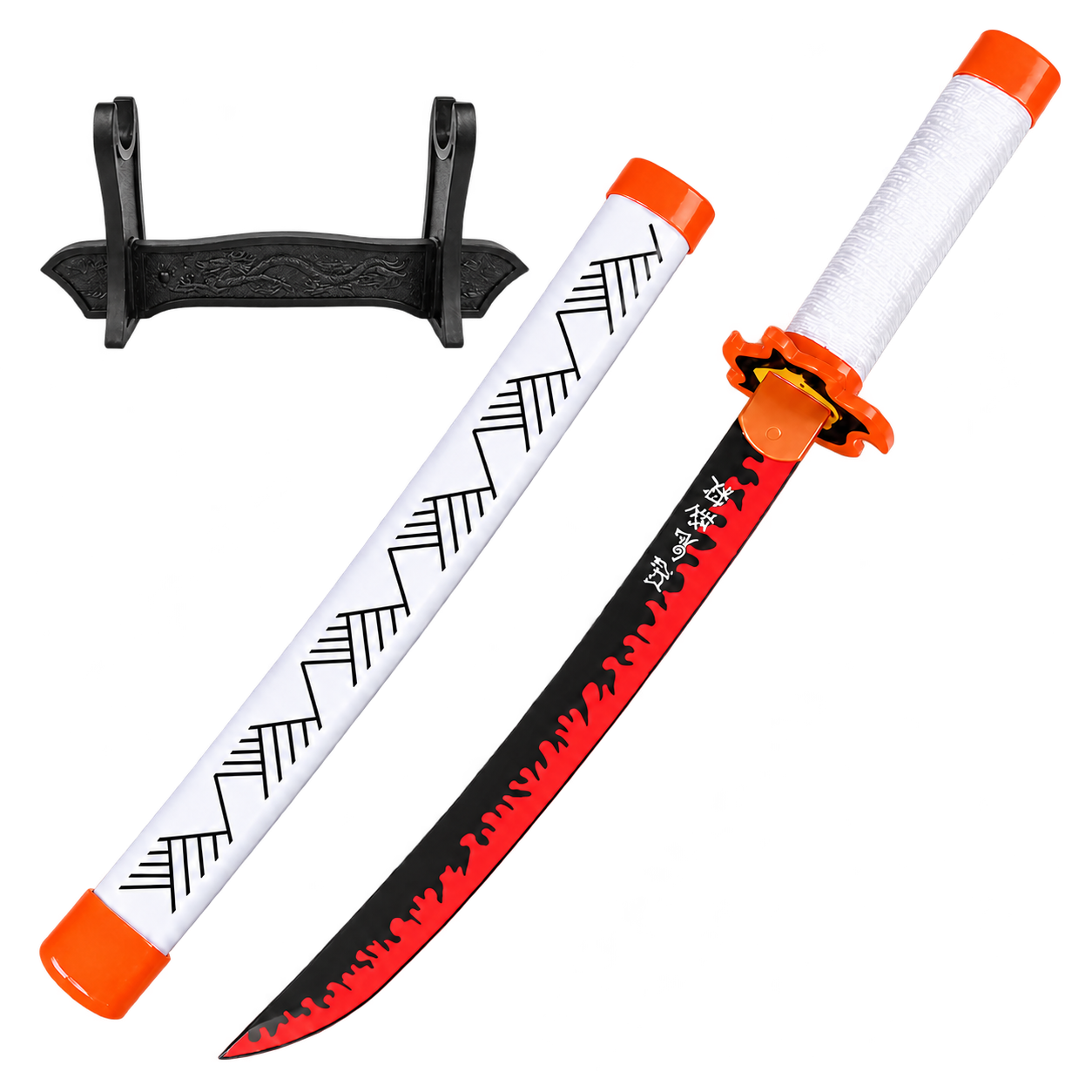 Demon Slayer: Kyojuro Rengoku — Flame Hashira Katana · 42 cm · Dragon Stand