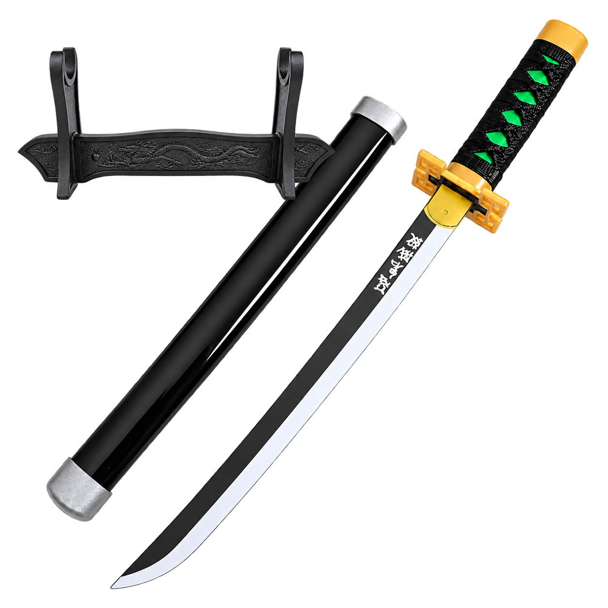 Demon Slayer: Muichiro Tokito — Mist Hashira Katana · 45 cm · Dragon Stand