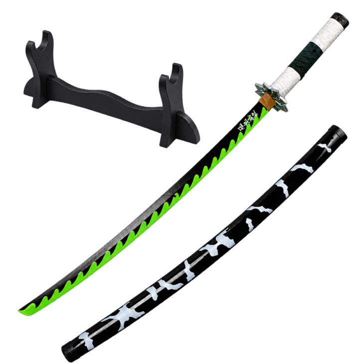 Demon Slayer: Sanemi Shinazugawa — Wind Hashira Katana · 104 cm · 1-Layer Stand