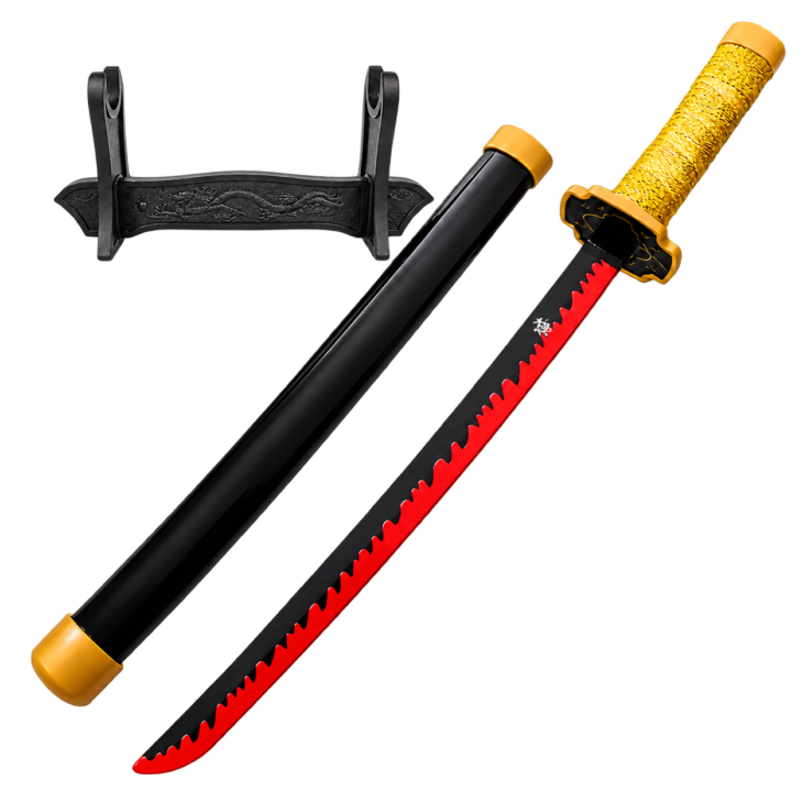 Demon Slayer: Yoriichi Tsugikuni — Sun Breathing Katana · 45 cm · Dragon Stand
