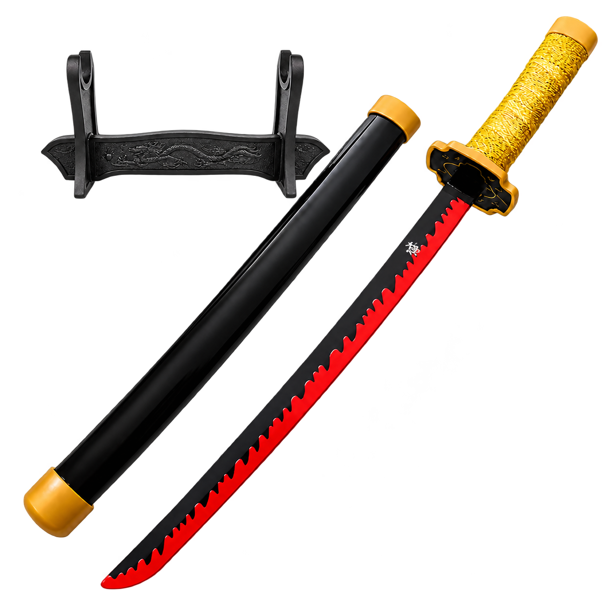 Demon Slayer: Yoriichi Tsugikuni — Sun Breathing Katana · 45 cm · Dragon Stand