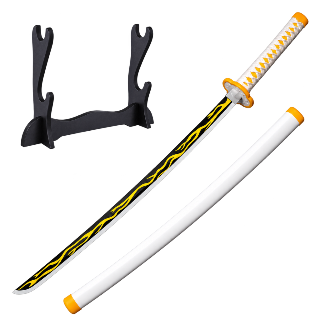 Demon Slayer: Zenitsu Agatsuma — Thunder Breathing Katana · 104 cm · 2-Layer Stand