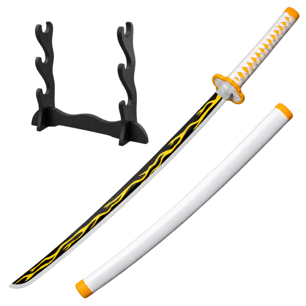 Demon Slayer: Zenitsu Agatsuma — Thunder Breathing Katana · 104 cm · 3-Layer Stand