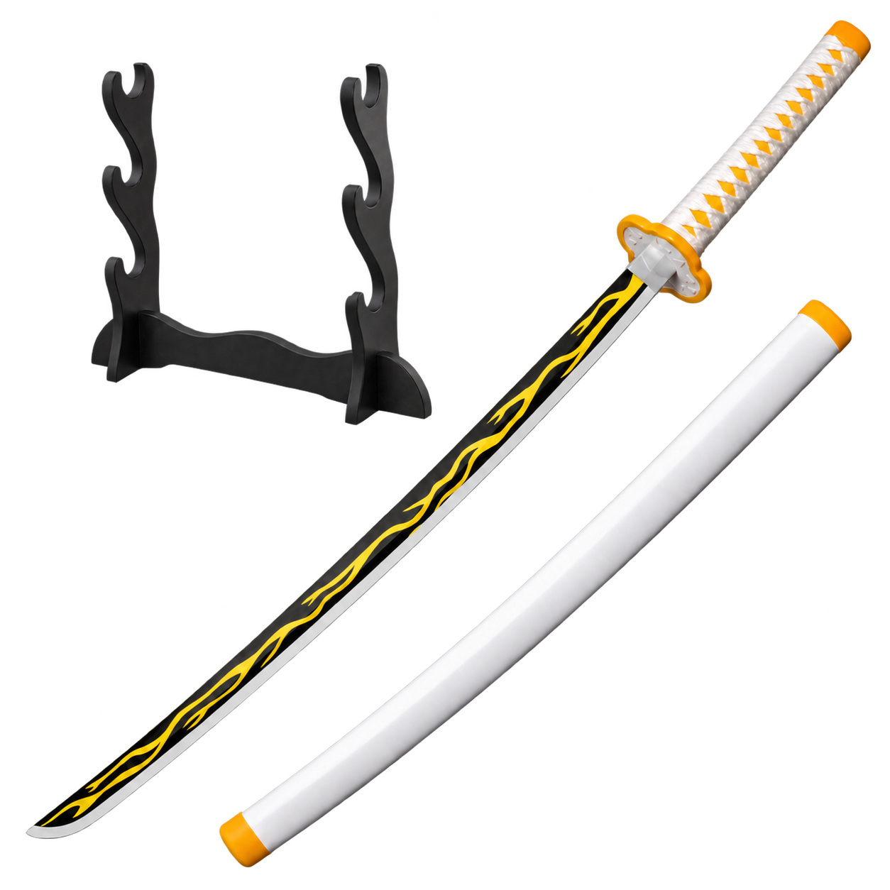 Demon Slayer: Zenitsu Agatsuma — Thunder Breathing Katana · 104 cm · 3-Layer Stand