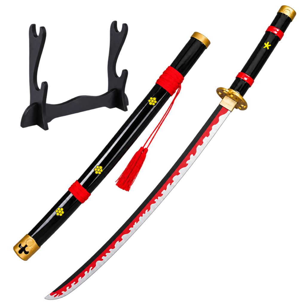 One Piece: Roronoa Zoro — Enma Black Katana · 104 cm · 2-Layer Stand