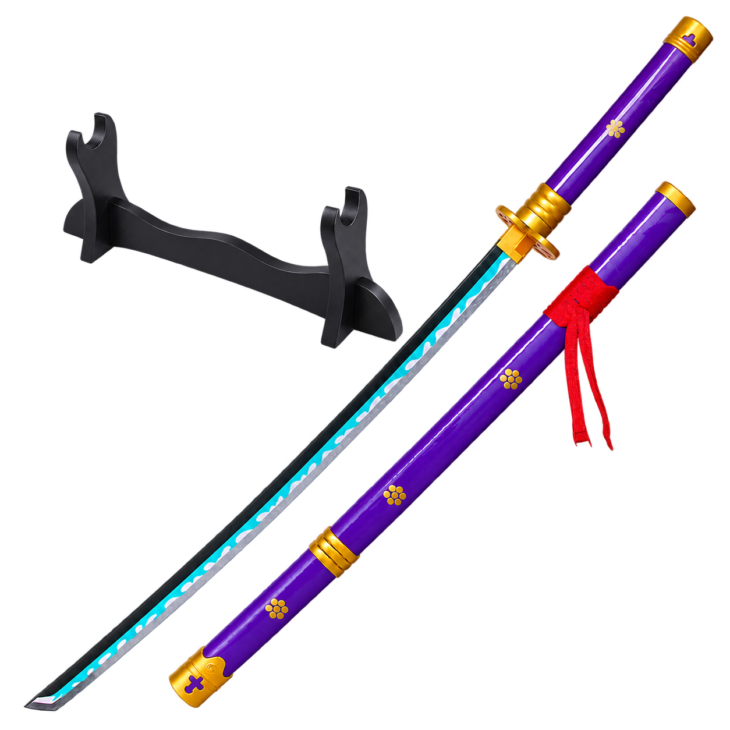 One Piece: Roronoa Zoro — Enma Purple Katana · 104 cm · 1-Layer Stand