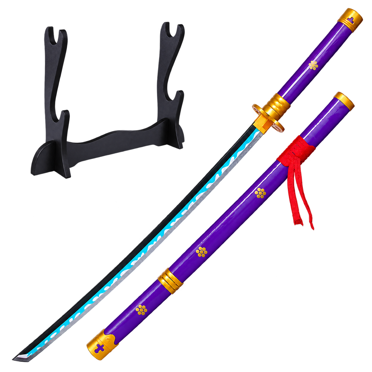 One Piece: Roronoa Zoro — Enma Purple Katana · 104 cm · 2-Layer Stand