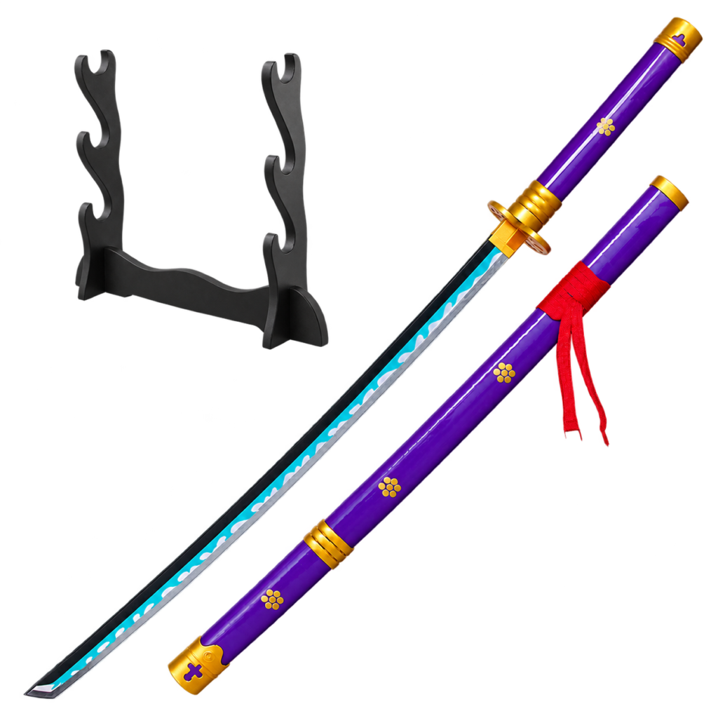 One Piece: Roronoa Zoro — Enma Purple Katana · 104 cm · 3-Layer Stand