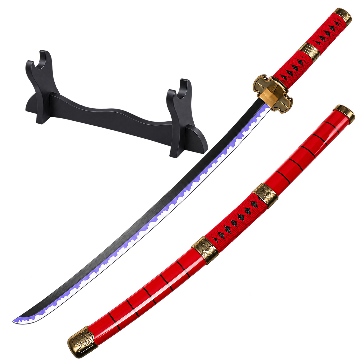 One Piece: Roronoa Zoro — Sandai Kitetsu Katana · 104 cm · 1-Layer Stand