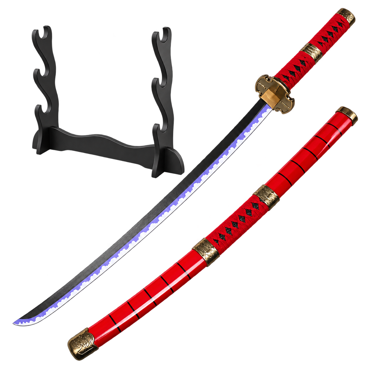 One Piece: Roronoa Zoro — Sandai Kitetsu Katana · 104 cm · 3-Layer Stand