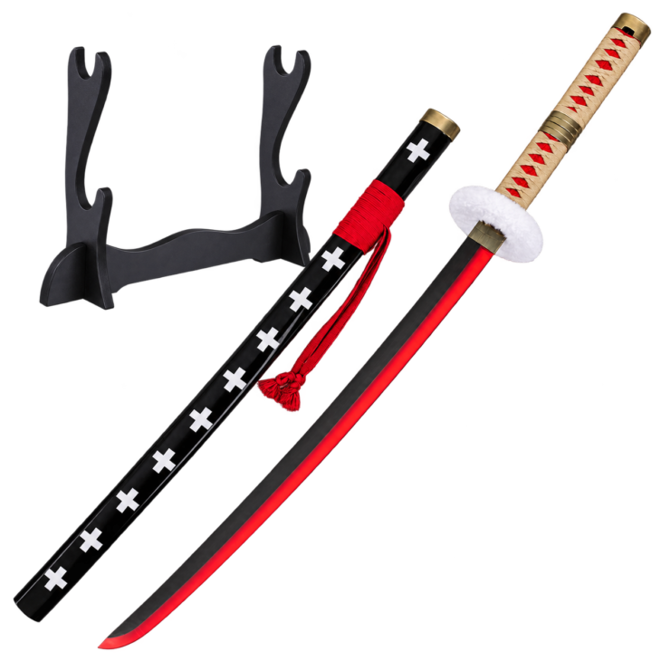 One Piece: Trafalgar Law — Kikoku LED Katana · 104 cm · 2-Layer Stand