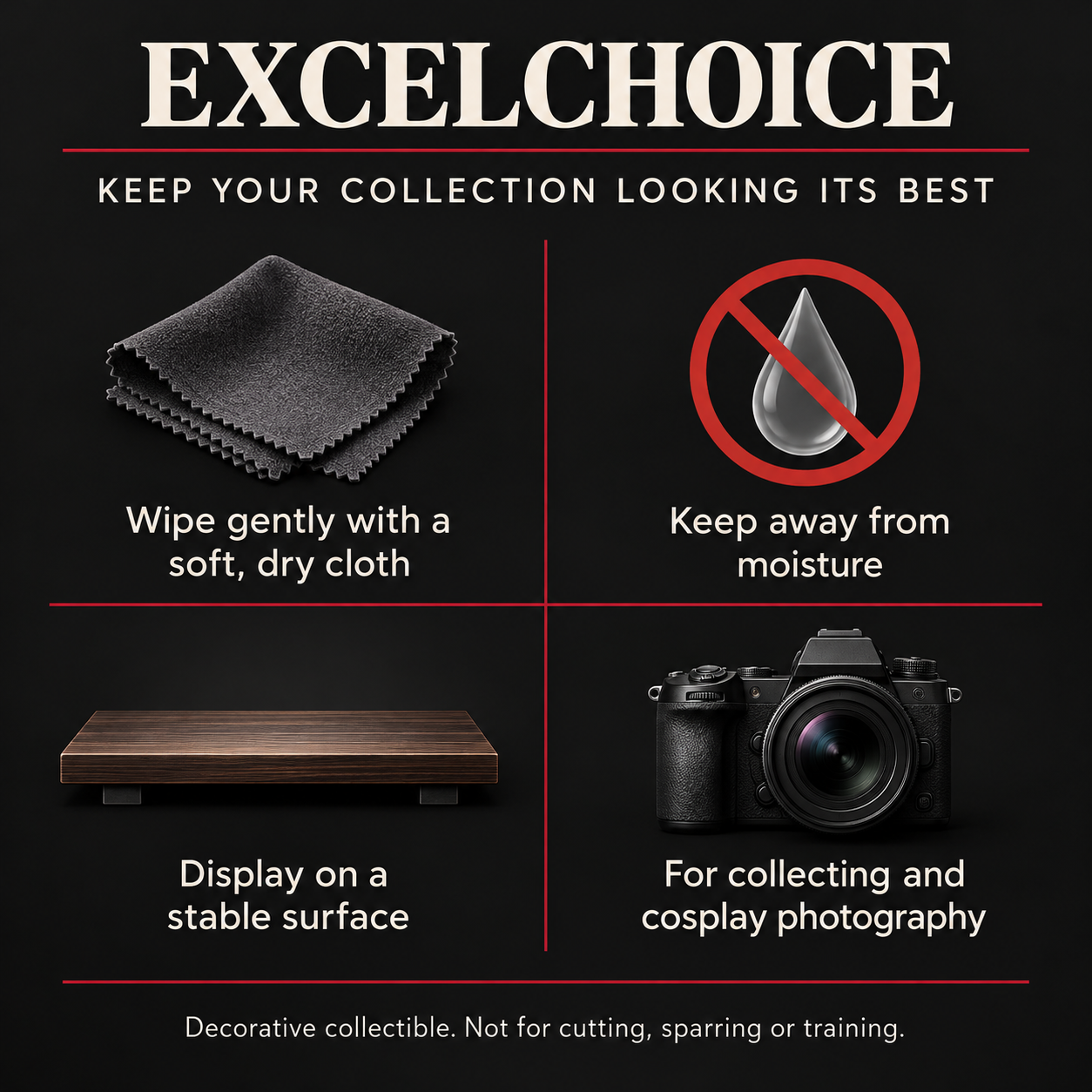 EXCELCHOICE decorative collectible display and care guidance