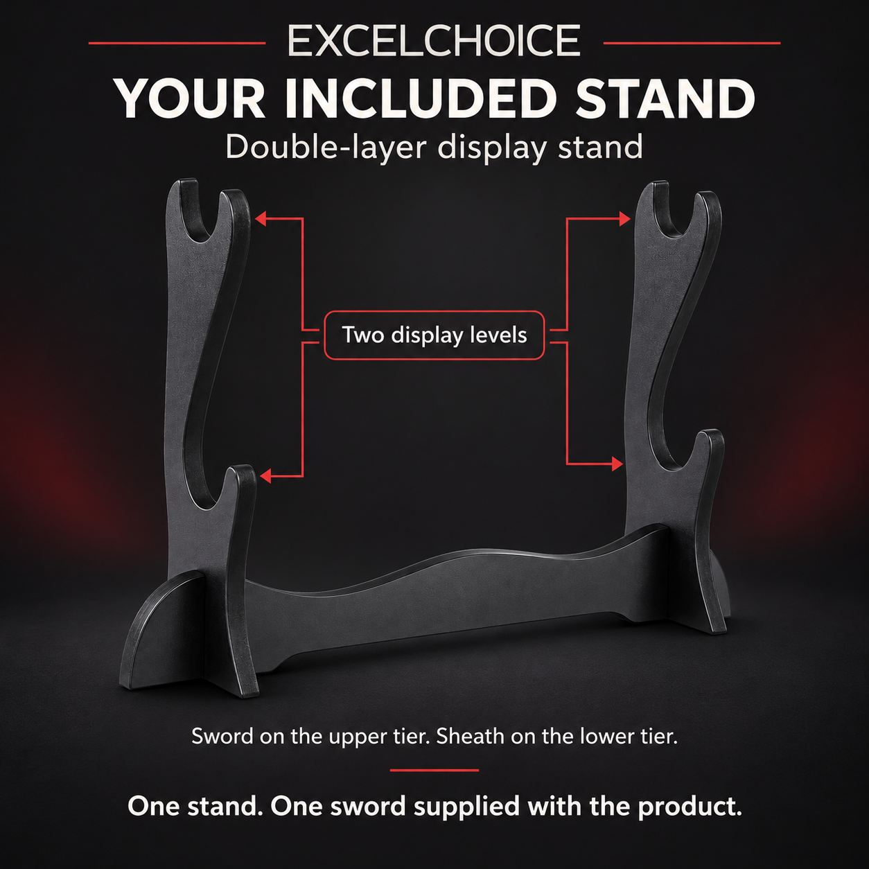 Double-layer black display stand — included display stand