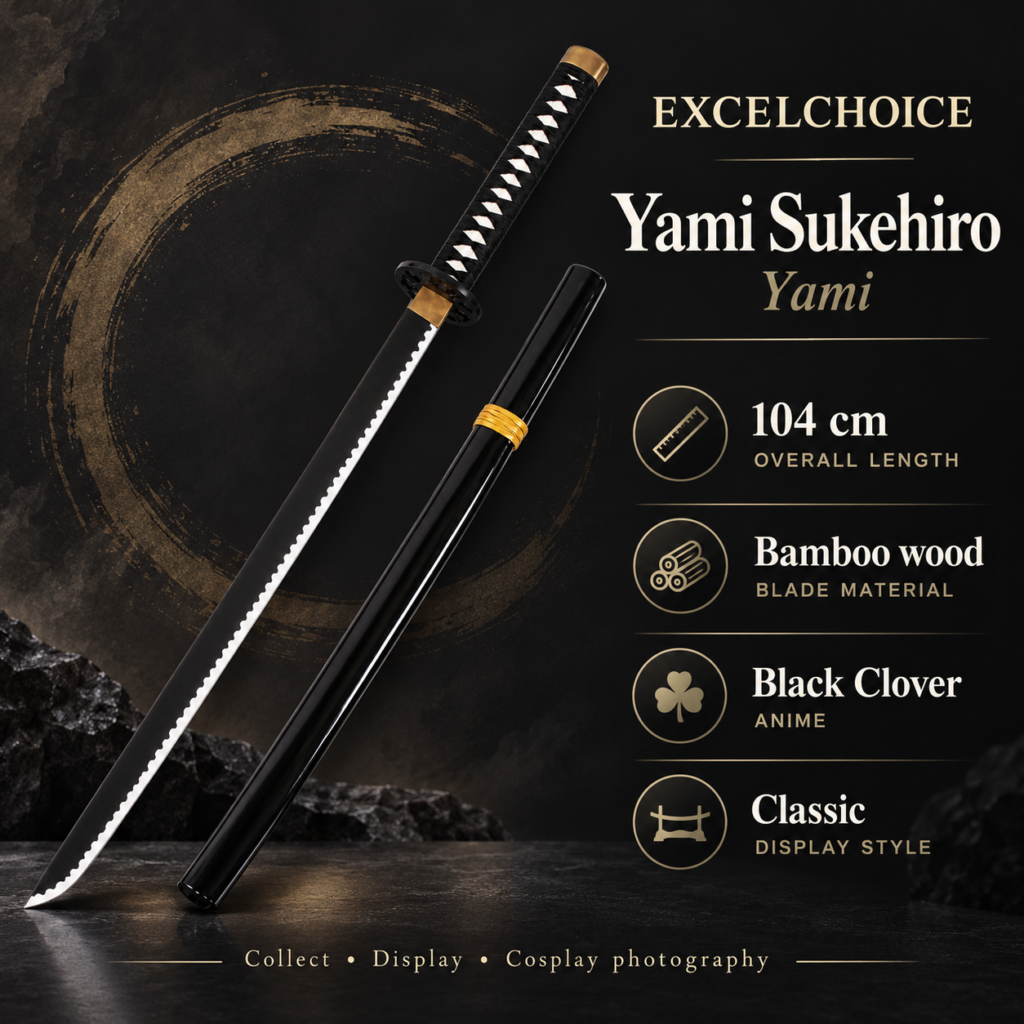 Black Clover: Yami Sukehiro — Yami Katana · 104 cm · 2-Layer Stand specifications, included stand or care guidance