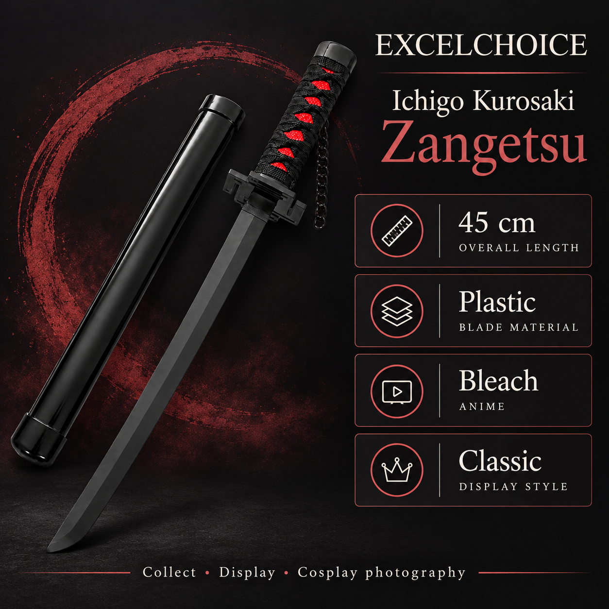 Ichigo Kurosaki Zangetsu 45 cm — Plastic blade specifications