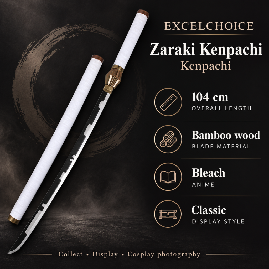 Bleach: Zaraki Kenpachi — Kenpachi Katana · 104 cm · 1-Layer Stand specifications, included stand or care guidance