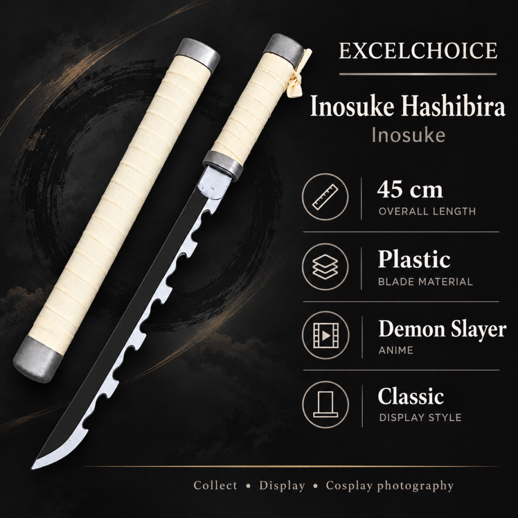 Demon Slayer: Inosuke Hashibira — Inosuke Katana · 45 cm · Dragon Stand specifications, included stand or care guidance