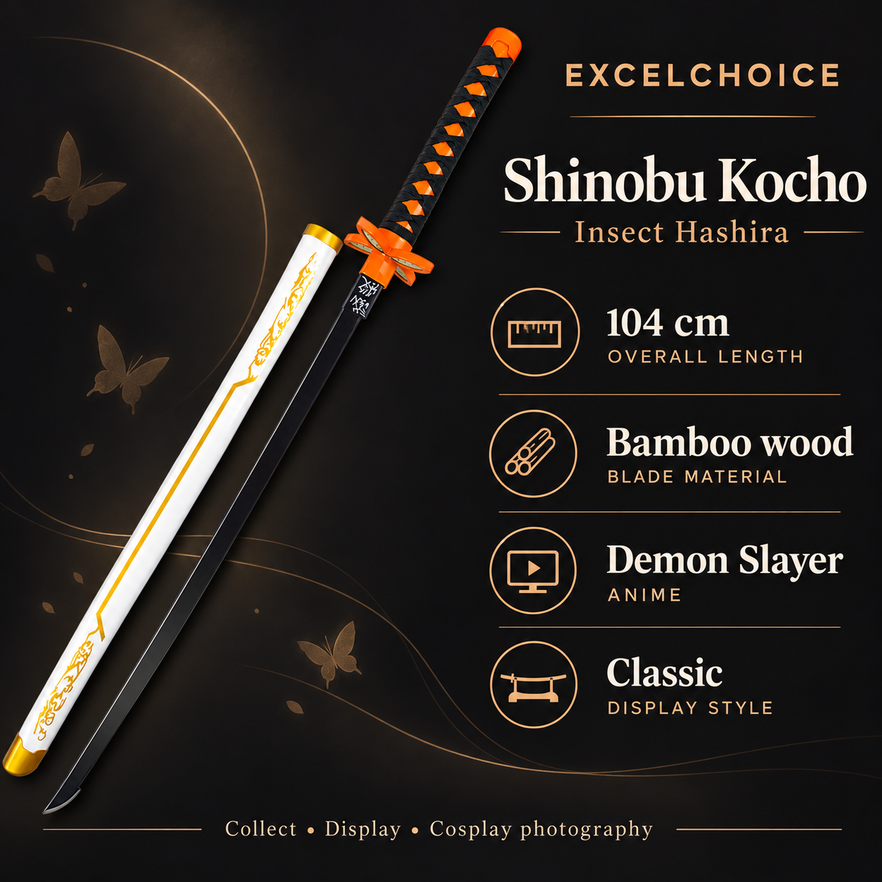 Shinobu Kocho Insect Hashira 104 cm — Bamboo wood blade specifications