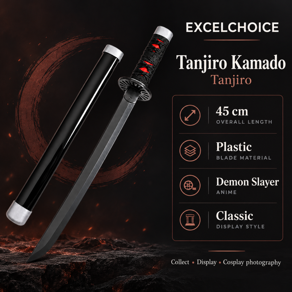 Demon Slayer: Tanjiro Kamado — Tanjiro Katana · 45 cm · Dragon Stand specifications, included stand or care guidance