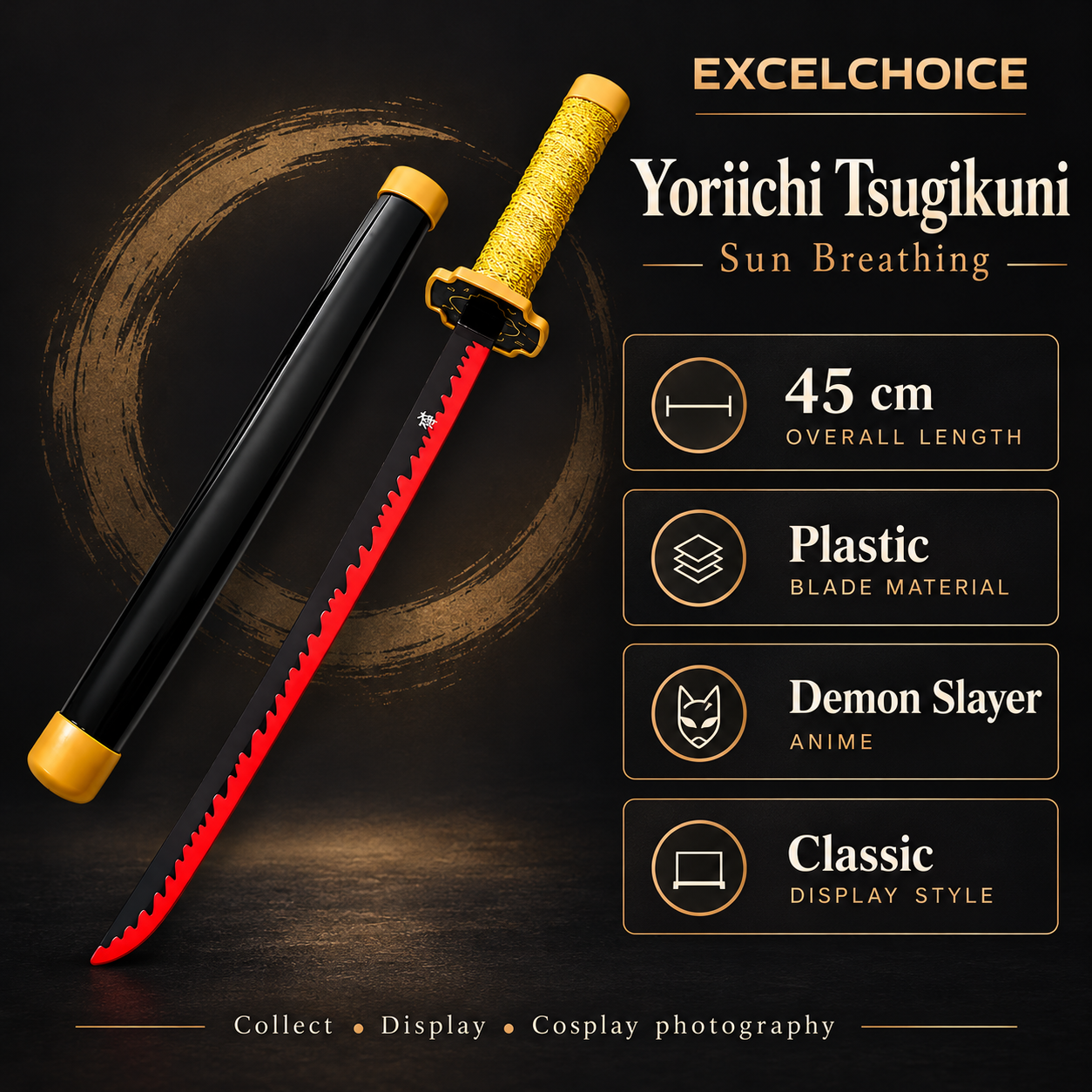 Yoriichi Tsugikuni Sun Breathing 45 cm — Plastic blade specifications