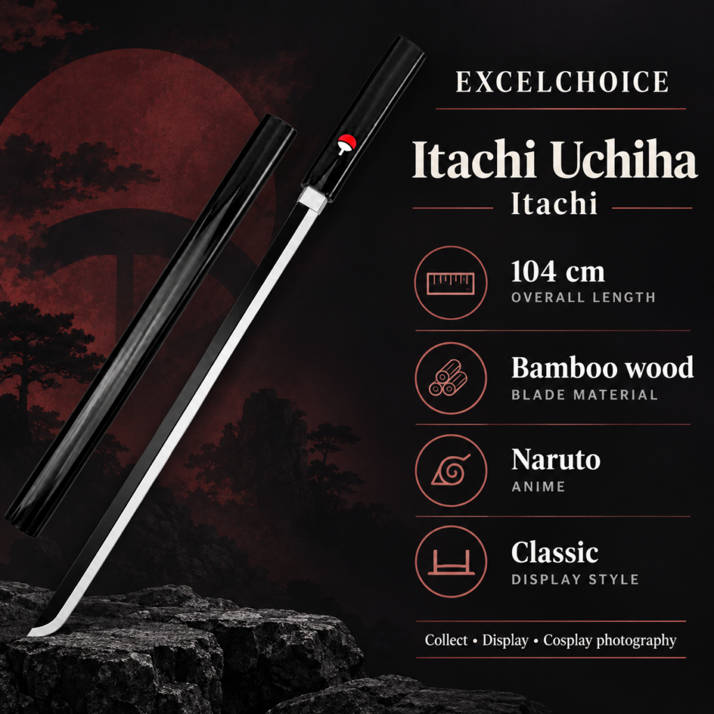 Naruto: Itachi Uchiha — Itachi Katana · 104 cm · 2-Layer Stand specifications, included stand or care guidance