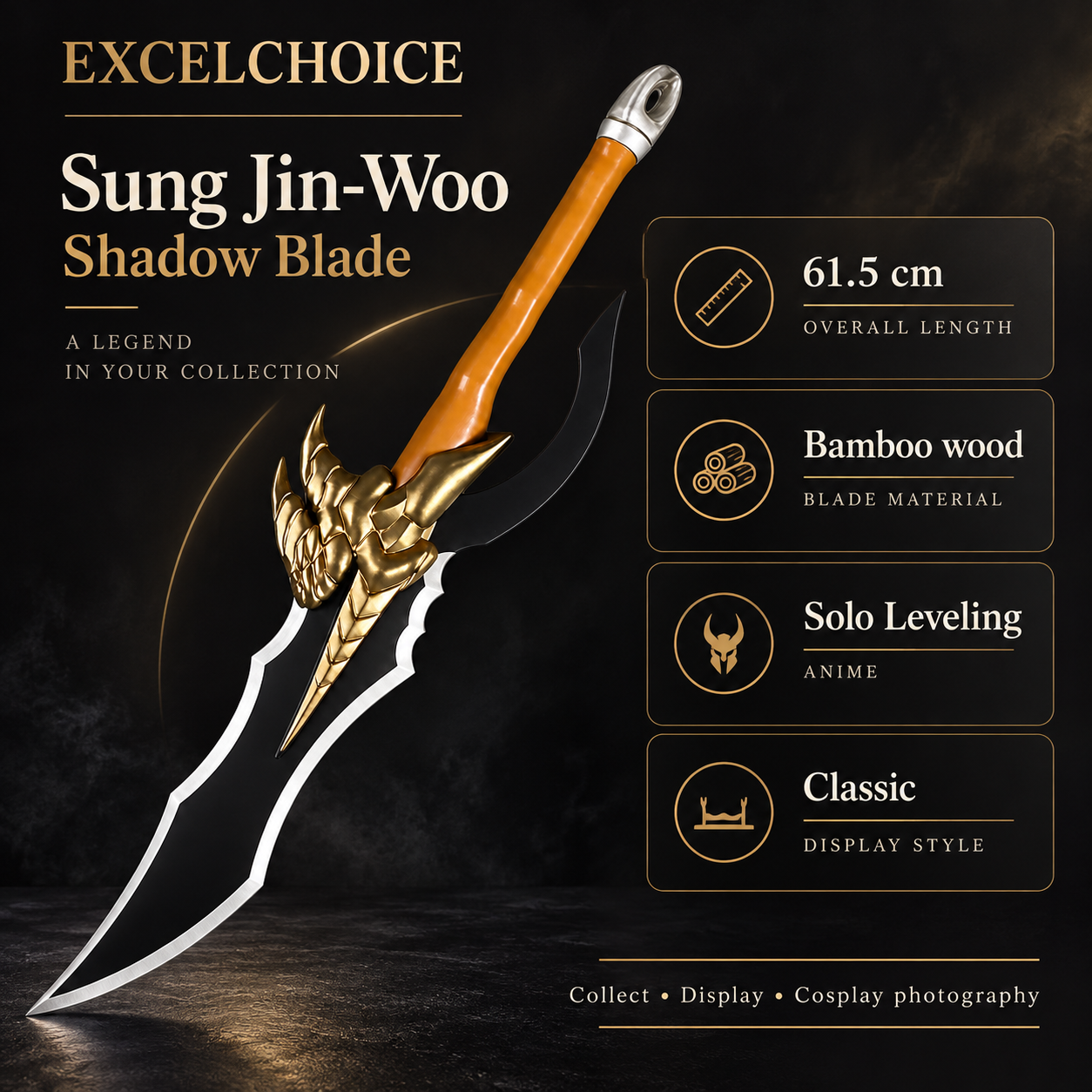 Sung Jin-Woo Shadow Blade 61.5 cm — Bamboo wood blade specifications
