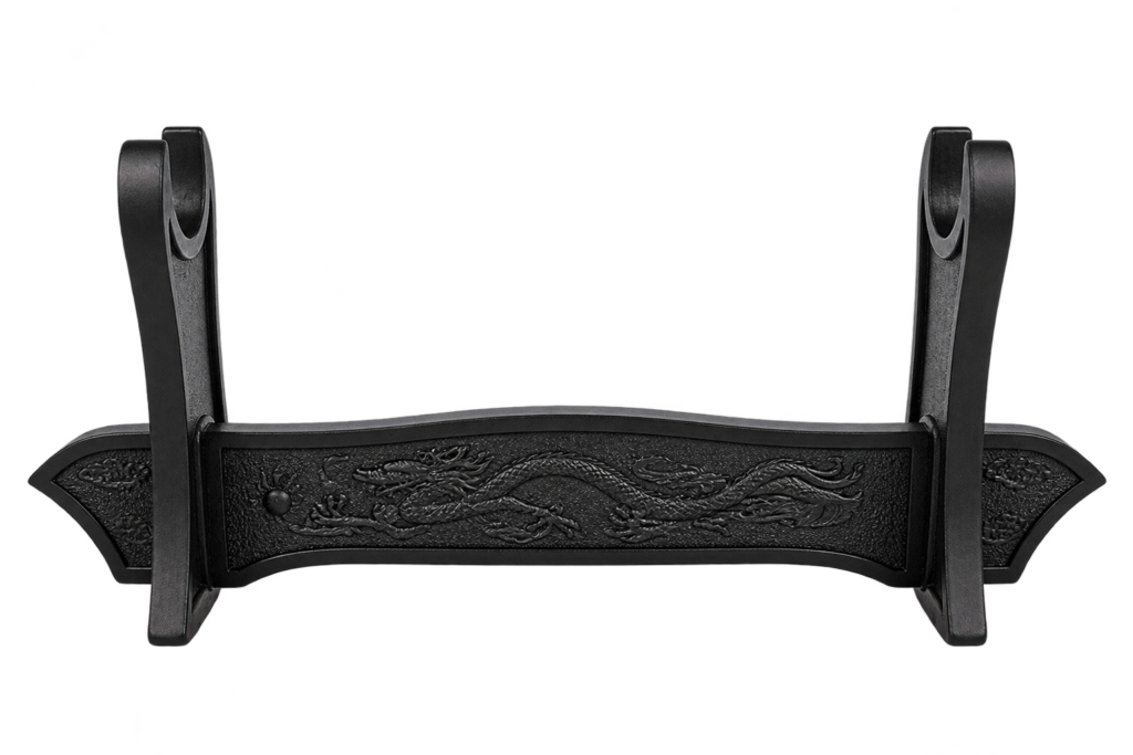 Dragon-design display stand included with this product